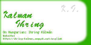 kalman ihring business card