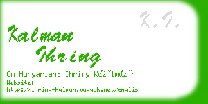 kalman ihring business card